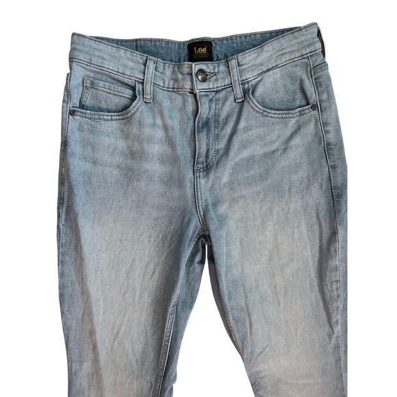 Lee Vintage Modern Stretch High Rise Ombre Flare Frayed Hem Jeans Size 4 - Picture 8 of 8